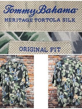 Tommy Bahama Original Fit Heritage Tortola Silk Camp Hawaiian Shirt Large